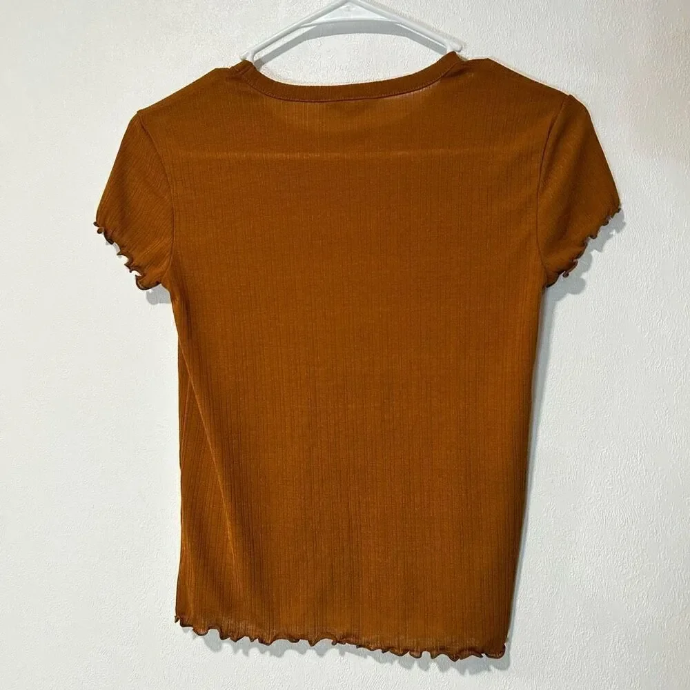 Madewell Semi-Sheer Ribbed Lettuce Hem Tee